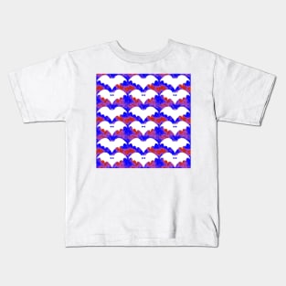 White Bats And Bows Red Blue Kids T-Shirt